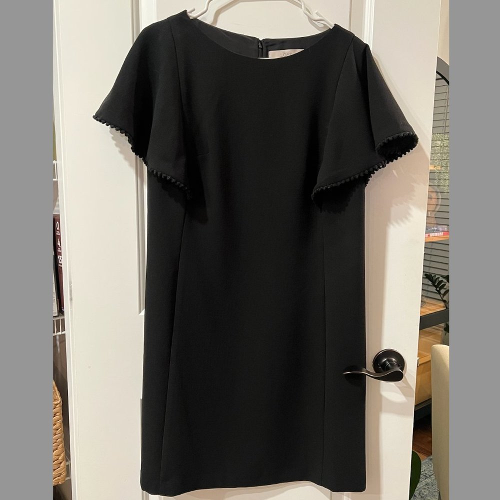 Black Short Ruffle Sleeve Ann Taylor LOFT Dress